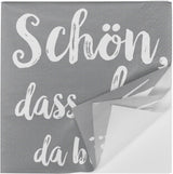 Serviettes de cocktail HEKU 'Schön Dass Du Da Bist', 3 couches, 25X25Cm, 150 pièces I Design élégant I Idéal pour les célébrations I Pratiquement emballé