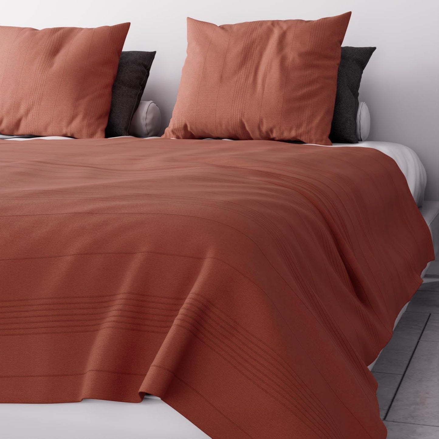 Soleil D'Ocre, Adèle, couvre-lit, jeté de canapé, coton, rouge brique, 220 X 240 Cm Lits et Couvertures Besuche den Soleil d'ocre-Store Titre par défaut