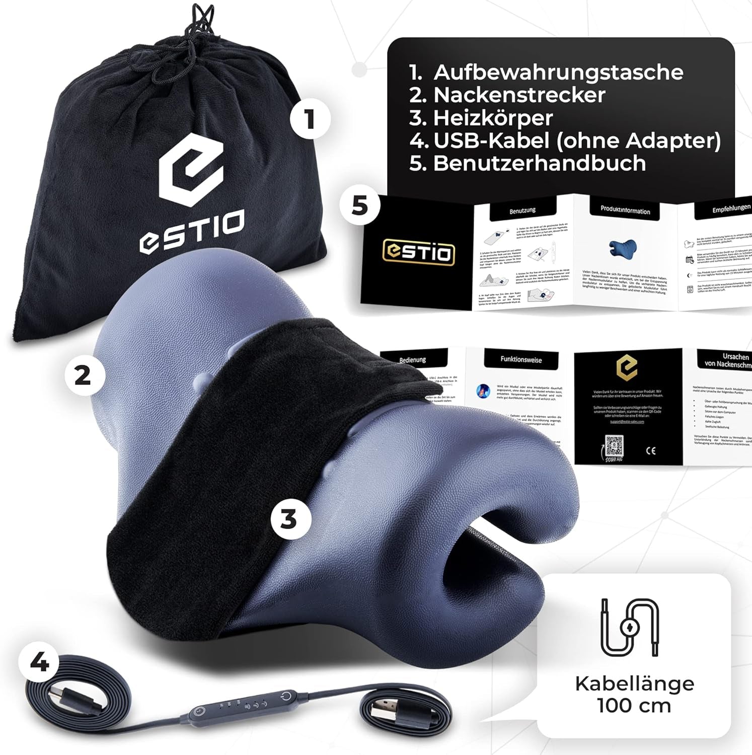 Civière de cou avec chaleur, Civière de cou pour douleurs cervicales, Civière de cou pour maux de tête, Cou nuageux pour étirement du cou, Orthopédie Oreillers orthopédiques cervicaux Naty Shop