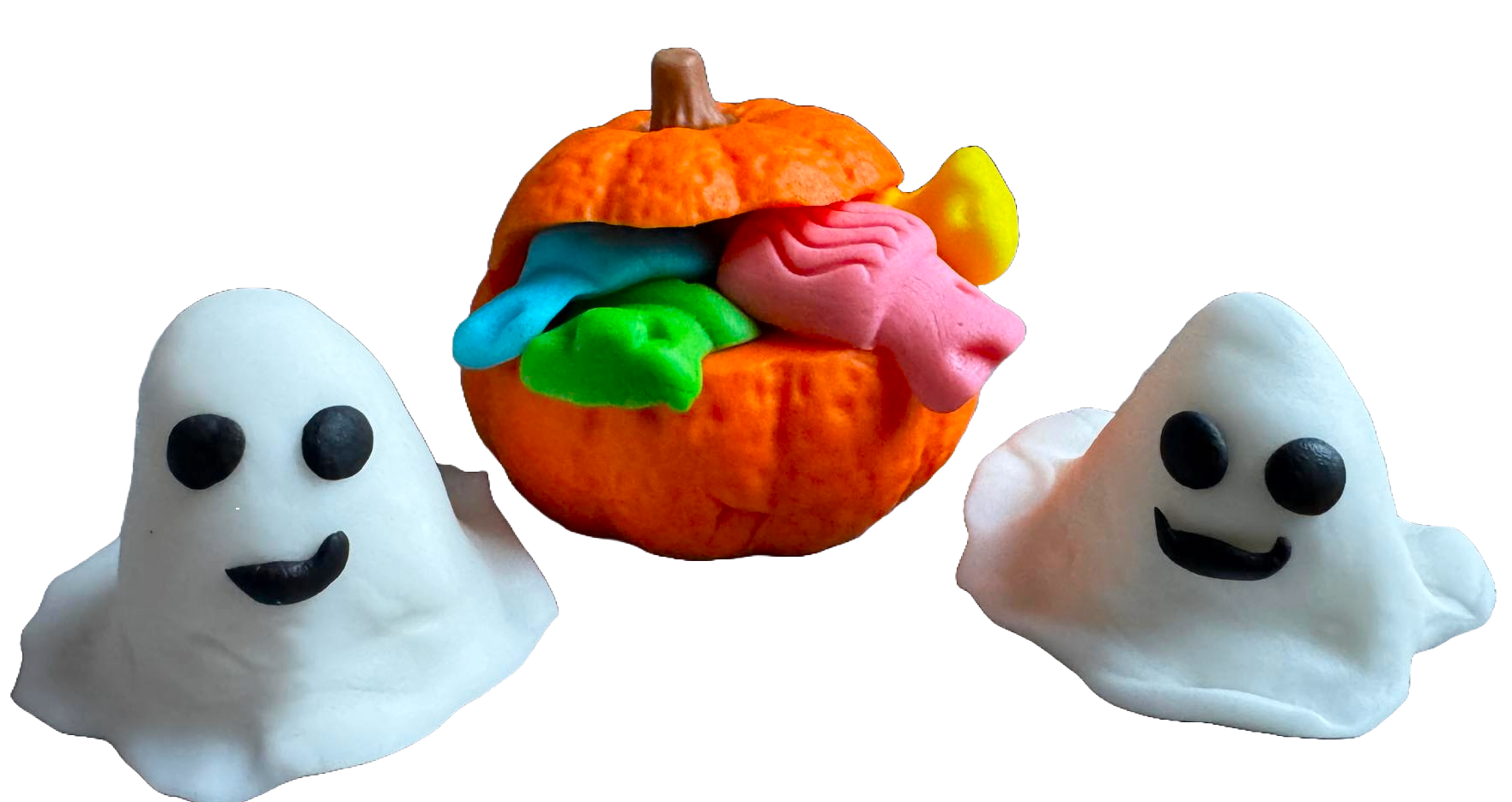 Lot de 3 décorations comestibles en pâte à sucre, Halloween, fantômes et citrouille avec bonbons Décorations en pâte à sucre Naty Shop