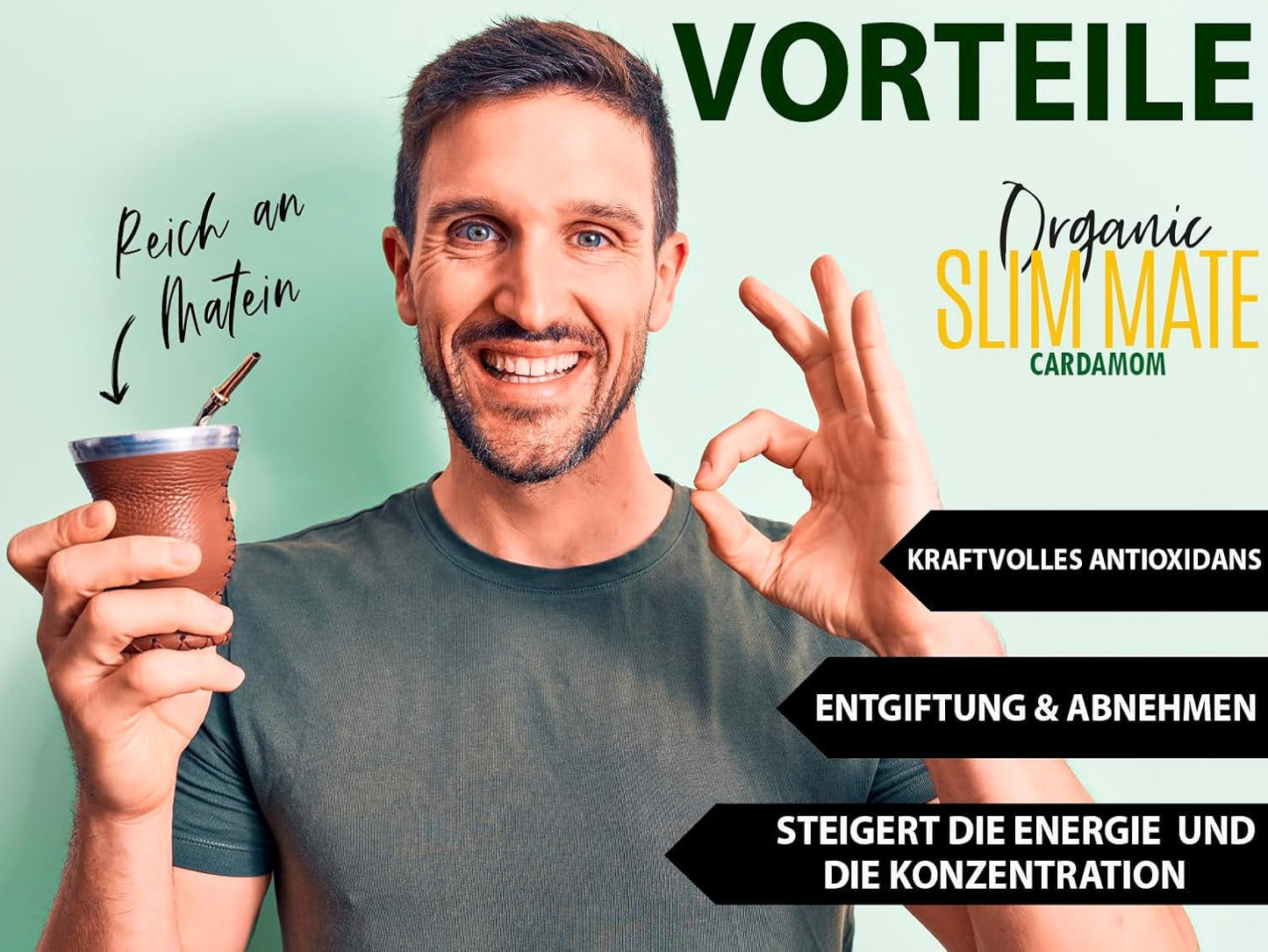 VITSTORM® Slim Tea Cardamome – Thé BIO Yerba Mate – Thé détox et diurétique – 100G