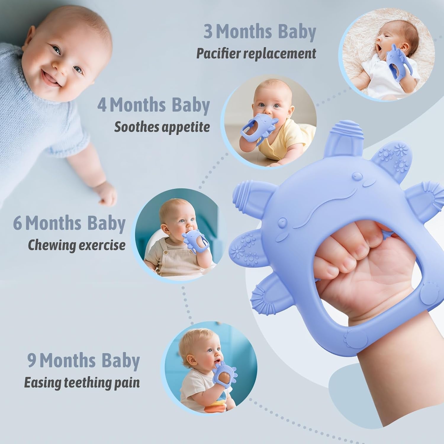 Akolik anneau de dentition pour bébé 0 3 6 9 mois jouet et aide sans BPA anneau de dentition pour bébé mitaines de dentition cadeaux sans danger pour les nouveau-nés