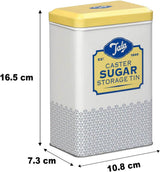 Tala Originals Boîte de rangement en métal au design rétro jaune et crème peut contenir un sac entier de sucre en poudre
