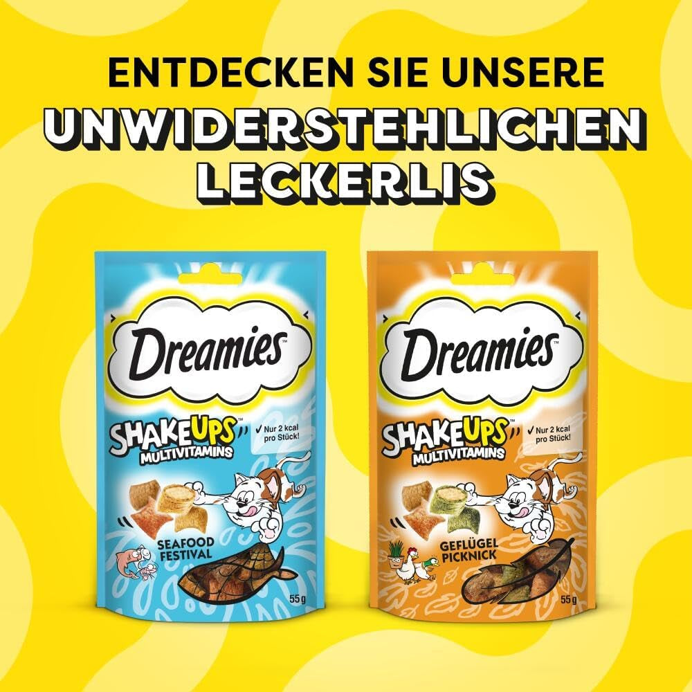 DREAMIES SHAKE UPS Friandises multivitaminées pour chats du festival des fruits de mer en sachets portionnés - 55 g (6 sachets)