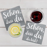 Serviettes de cocktail HEKU 'Schön Dass Du Da Bist', 3 couches, 25X25Cm, 150 pièces I Design élégant I Idéal pour les célébrations I Pratiquement emballé