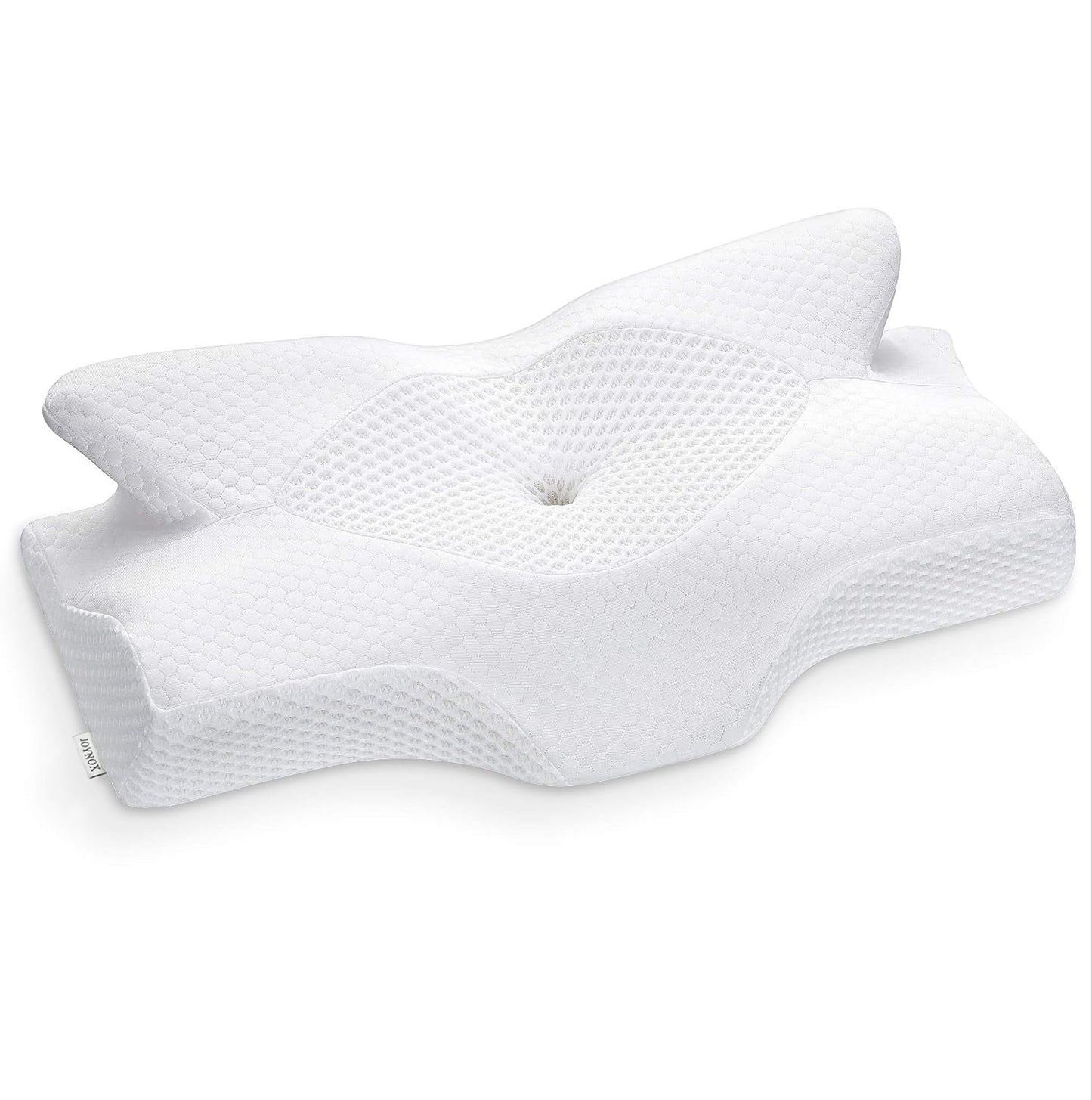 Elviros Housse de coussin respirante 64 x 12,5/10,5 x 38 cm Gris (oreiller avant uniquement) Oreillers orthopédiques cervicaux Naty Shop Blanc