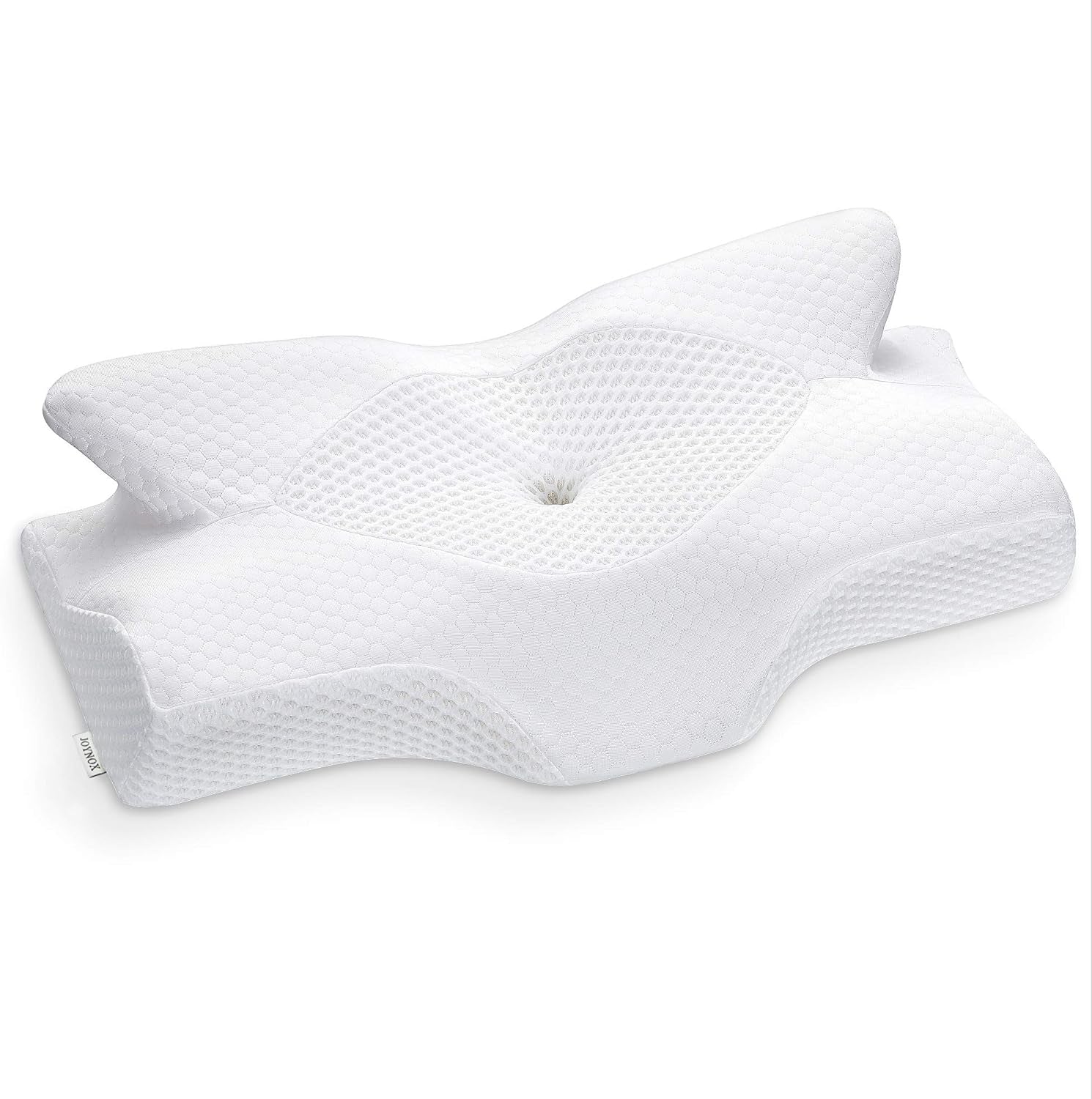Elviros Housse de coussin respirante 64 x 12,5/10,5 x 38 cm Gris (oreiller avant uniquement) Oreillers orthopédiques cervicaux Naty Shop Blanc