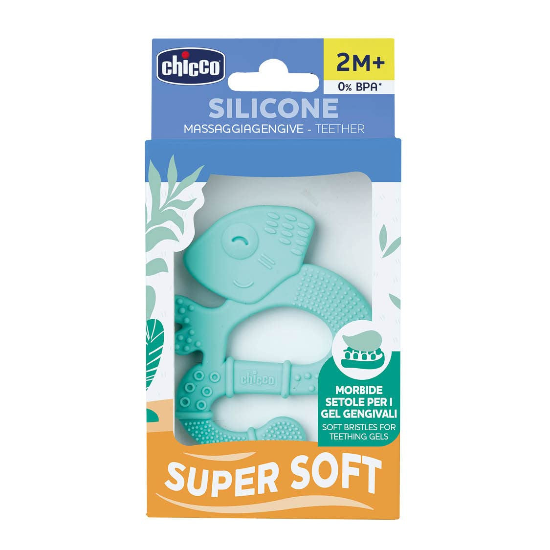 Chicco Soft&Clean anneau de dentition lézard, bleu, 2M+