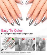 BISHENGYF Silver Chrome Nail Powder - Metal Holo Chromfarbener Nagelpuder, 1G Cromepulver Nägel Glitzer Glänzende Silver Nagelpulver Spiegeleffekt Pigment Nagelkunst, DIY-Design-Dekor Frauen Geschenk