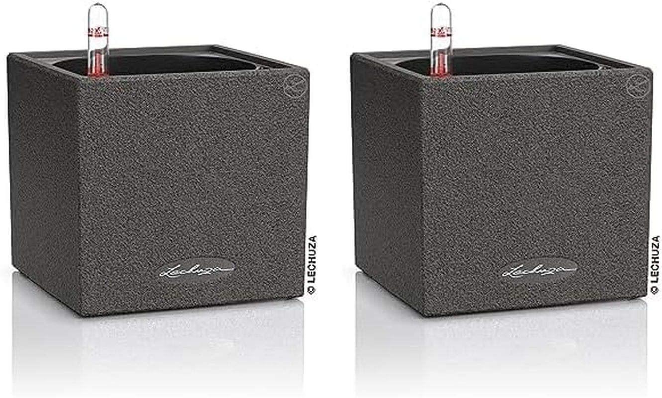 Cube à herbes de haute qualité LECHUZA CANTO Stone 14 avec système d'arrosage en bâton, gris pierre