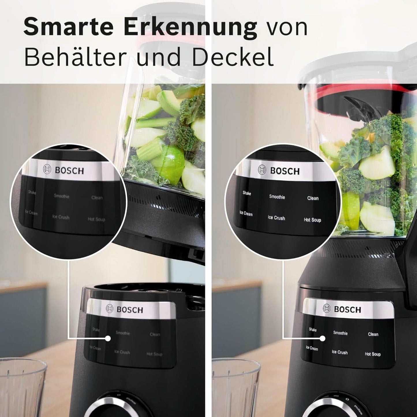 Batteur sur socle à grande vitesse Vitapower Serie 6 MMBD665B1, 45 000 tr/min, 6 programmes Inkl Heiße Suppe & Reinigung, 2 L Mixbehälter, Stopfer, Spülmaschinenfeste Teile, Made in Europe, 1800W, Schwarz Kitchen Naty Shop