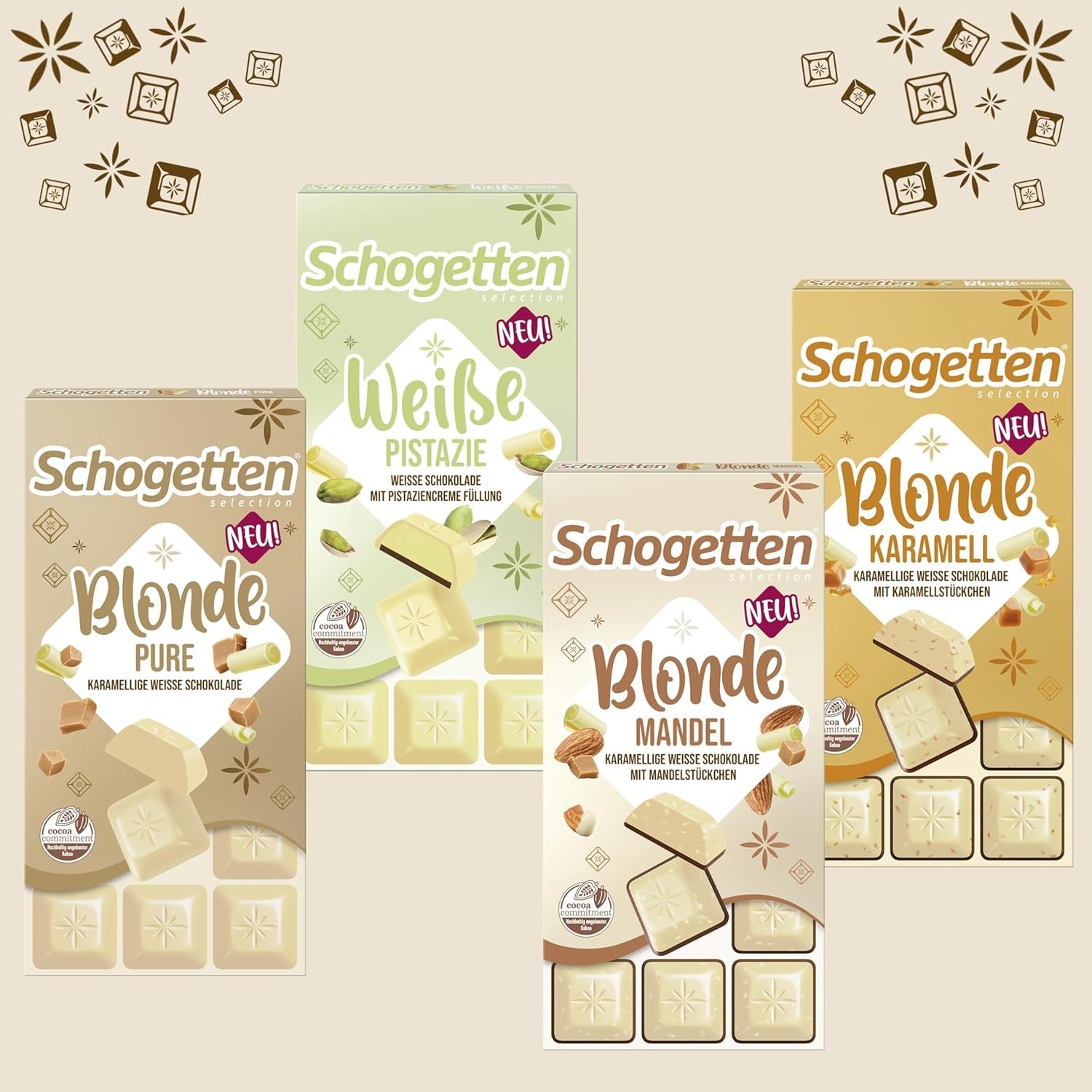 Schogetten Blonde Pure I chocolat blanc au caramel I 100 g I portion individuelle (paquet de 2)
