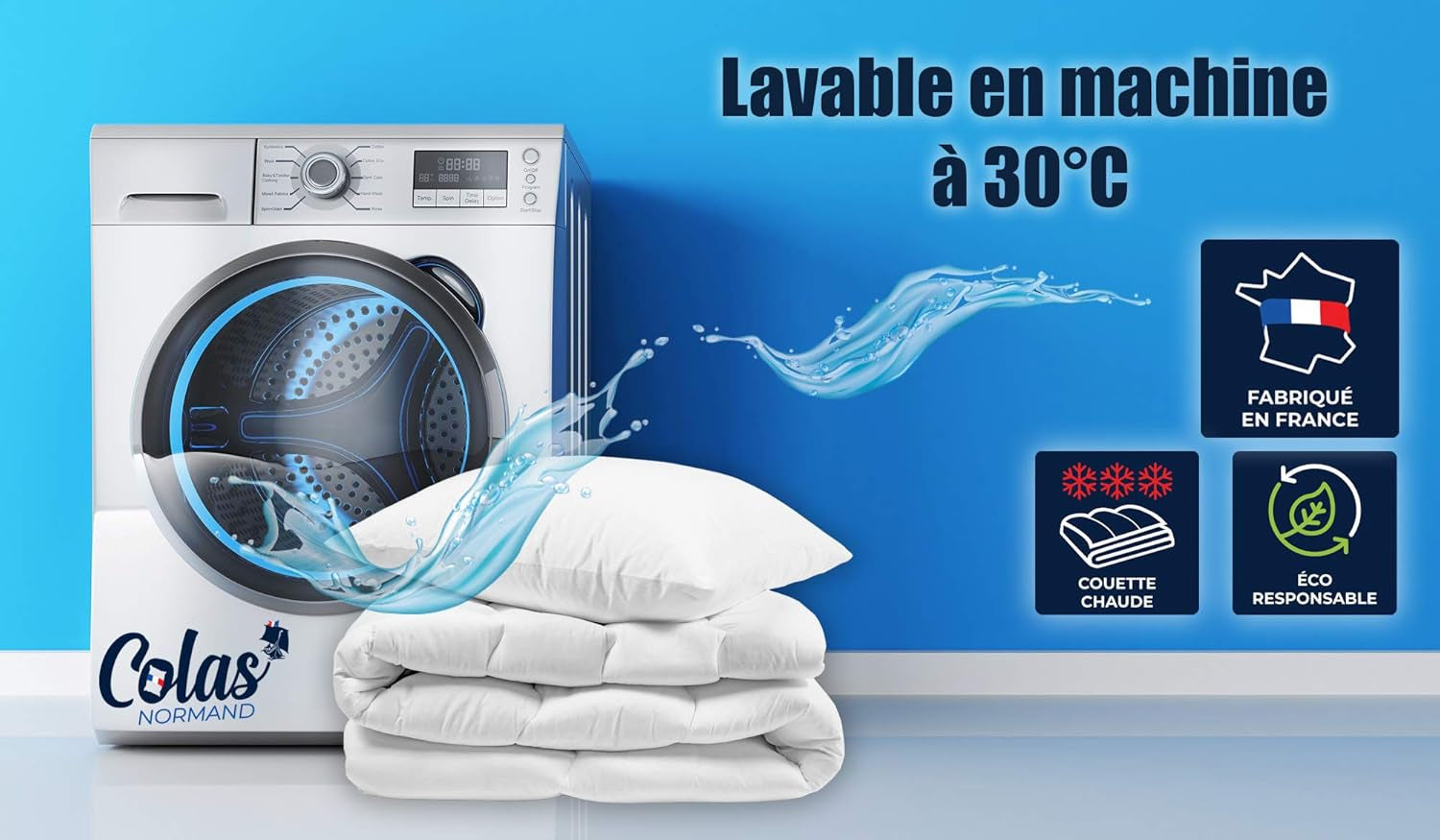 COLAS NORMAND - Couette écologique - chaude - 240 X 220 Cm - enveloppe et garnissage issus de bouteilles recyclées - douce, soyeuse et confortable - fabrication soignée Quilts et couettes Naty Shop