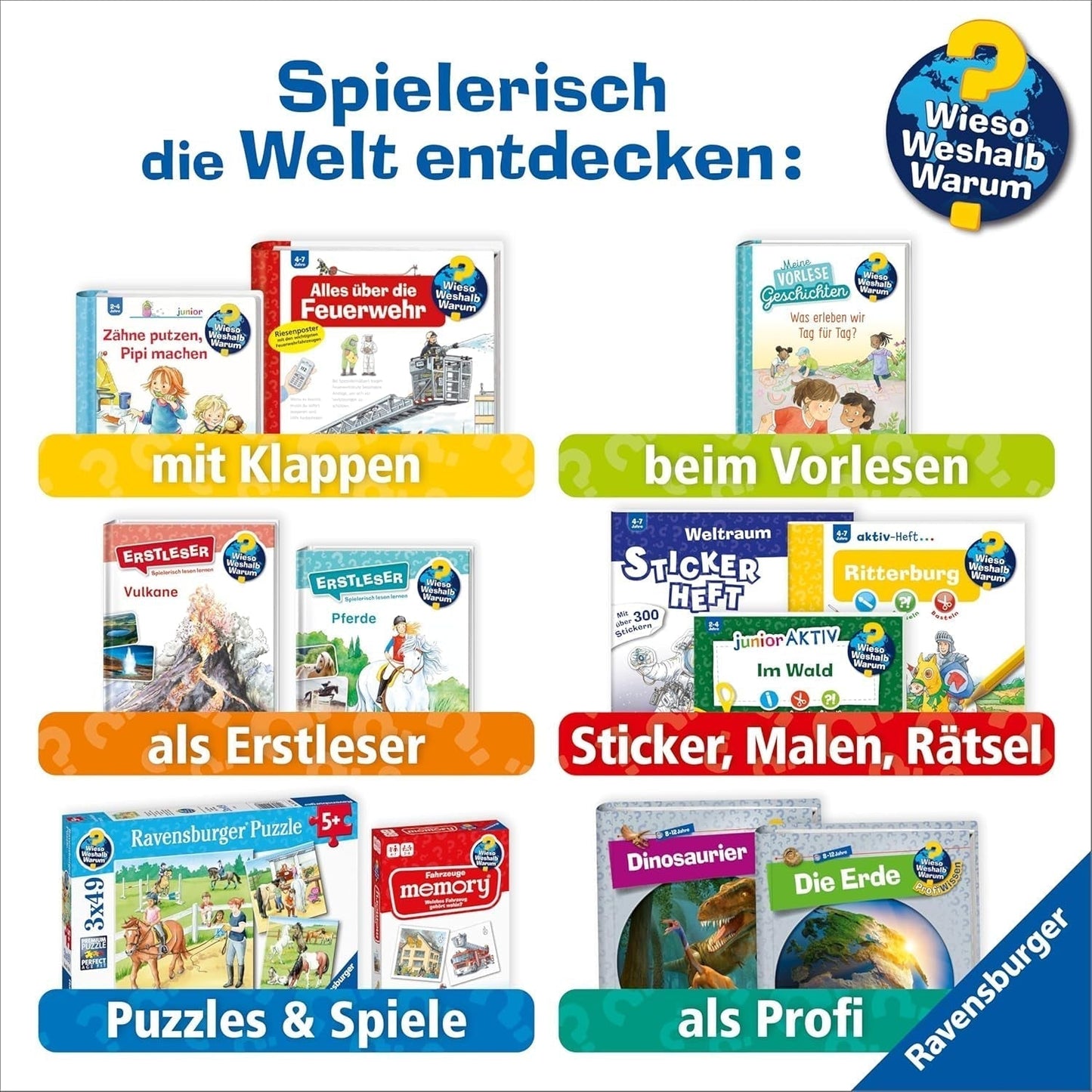 Puzzle pour enfants Ravensburger 13411 - Créatures marines sur la barrière de corail - Pourquoi ? Pourquoi? Pourquoi? Puzzle 150 pièces XXL + poster de connaissances, pour les enfants à partir de 7 ans Puzzle Naty Shop