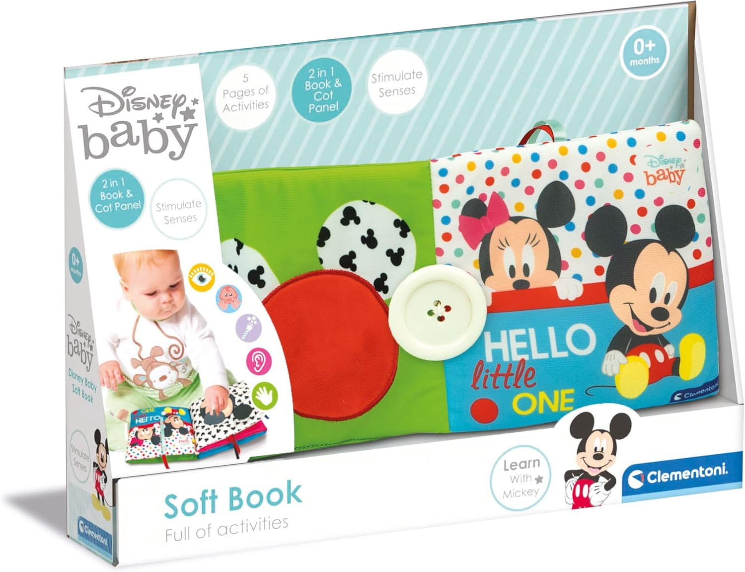 Clementoni 17721 Disney Baby - Livre en tissu, jouet de voyage polyvalent pour bébé, livre d'images crépitants et grinçants pour nouveau-nés à partir de 0 mois Jouets pour bébés Naty Shop