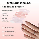 Ensemble de 240 faux ongles courts – Faux ongles artificiels naturels courts à coller – Ongles artificiels dégradés nus pour extensions d'ongles en boîte (dégradé nu)