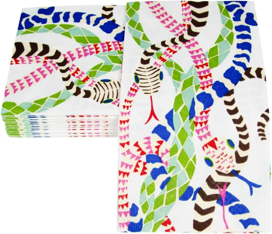 Serviettes de table Serpentine, blanches, 15 par paquet