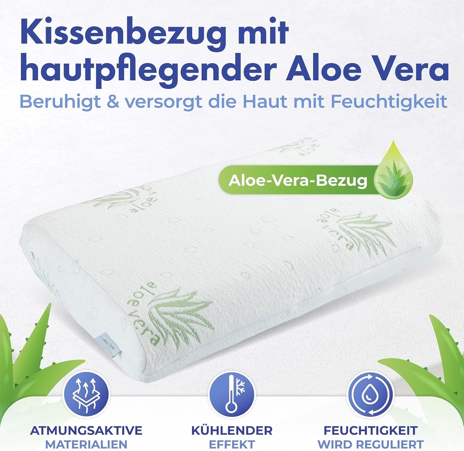 Oreiller de soutien cervical en visco Maximex, Oreiller de soutien respirant avec rembourrage en mousse ergonomique, Oreiller de soutien cervical réglable en hauteur et en hauteur pour un sommeil réparateur, Avec aloe vera Oreillers standards Naty Shop