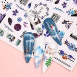 10 Blatt Nagelsticker Weihnachten Nagelaufkleber Selbstklebend Bule White Pine Tree Rentier Nail Art Sticker Dekoration Nageldesign Zubehör