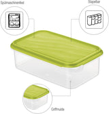 Pot de conservation alimentaire Rotho Rondo 1,5 l avec couvercle, plastique (PP) sans BPA, transparent/vert, 1,5 l (24,0 x 16,0 x 7,5 cm) Boîtes de conservation alimentaire Naty Shop