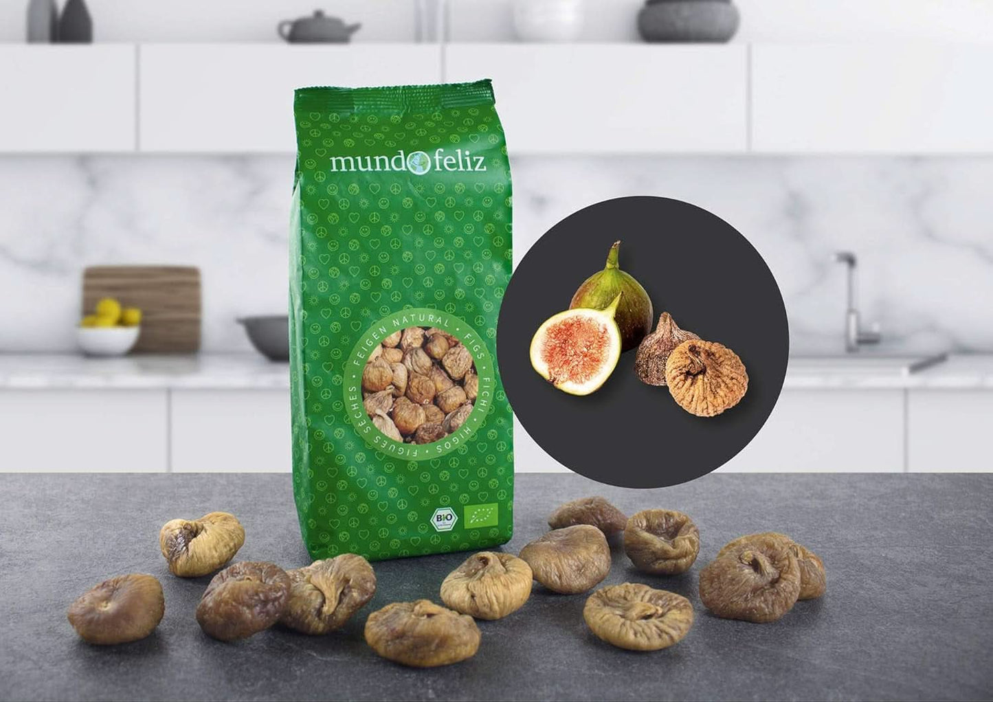 Mundo Feliz Figues séchées issues de l'agriculture biologique, 2 x 500 grammes Produits déshydratés Naty Shop