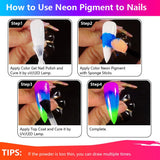 Pulvérisateur de pigments de phosphore néon pour ongles, 12 couleurs, poudre de paillettes pour ongles, maquillage Halloween, décoration de maquillage, Nail Art, pigments de couleur