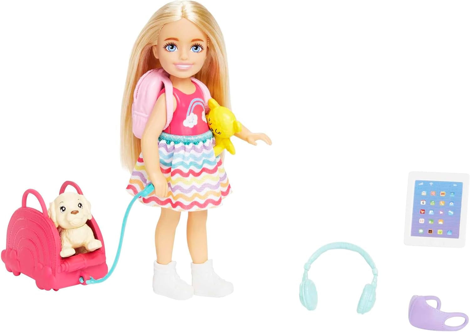 Barbie Chelsea Doll & Accessories Ensemble de voyage pour chiot 6 pièces comprenant une cage pour chien HJY17