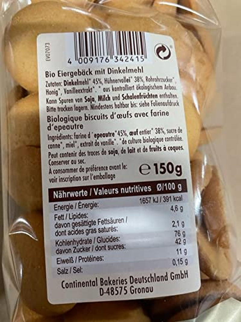 Biscuits aux œufs d'épeautre bio, Biscuits aux œufs 38% bio, 150g
