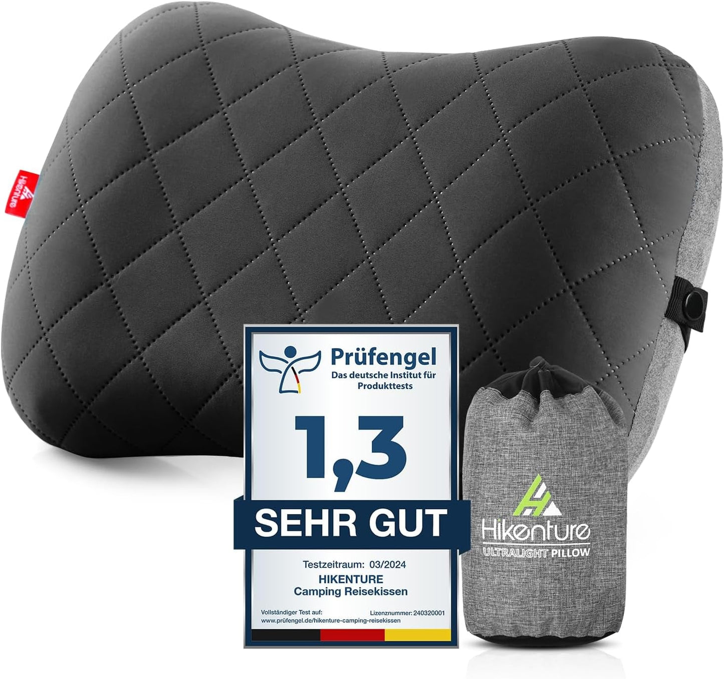 Oreiller gonflable de camping/voyage HIKENTURE avec housse d'oreiller amovible, oreiller ergonomique, oreiller cervical confortable pour voyage/extérieur, oreiller cervical gonflable de voyage (vert)... Oreillers orthopédiques cervicaux Naty Shop Noir