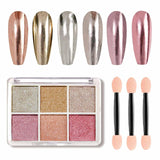GZMAYUEN Chrome Pulver pour ongles 6 couleurs miroir Chrome poudre à ongles Pigment poudre Nail Art