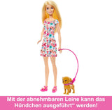 Barbie Dog Duo Poupée et accessoires, y compris petit chien et grand chien avec fauteuil roulant, laisse, bol de nourriture, lit pour animal de compagnie et os à friandises, 3 ans et plus, HTK37 Naty Shop Dolls