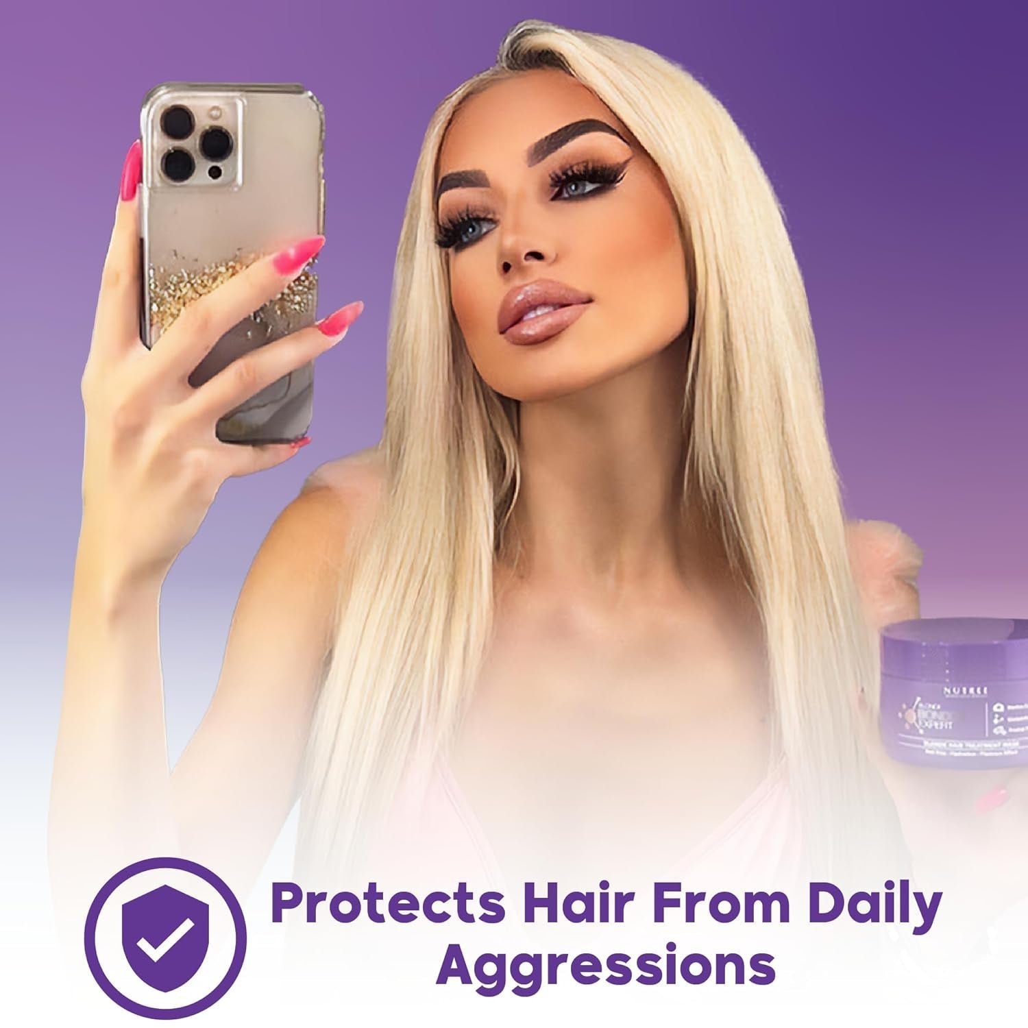 TRAITEMENT CHEVEUX BLONDE BONDOX 1kg Masque Chauffant Professionnel Violet - Huile d'Olive - restaure l'élasticité et la souplesse des cheveux, adoucit, hydrate et ajoute de la brillance Naty Shop Hair Mask