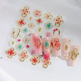 JMEOWIO Autocollants de manucure 3D en forme de fleur colorée pour nail art