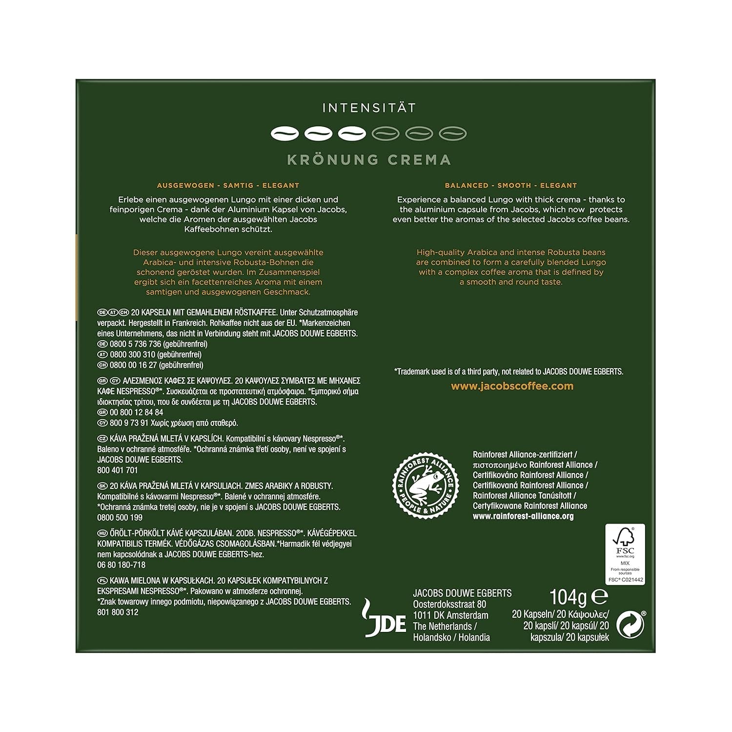 Capsules de café Lungo Classico (nur für kurze Zeit) Megapack XXL & Capsules de café Krönung Crema, 200 capsules compatibles Nespresso, 10er Pack, 10 x 20 Getränke, 1040 g