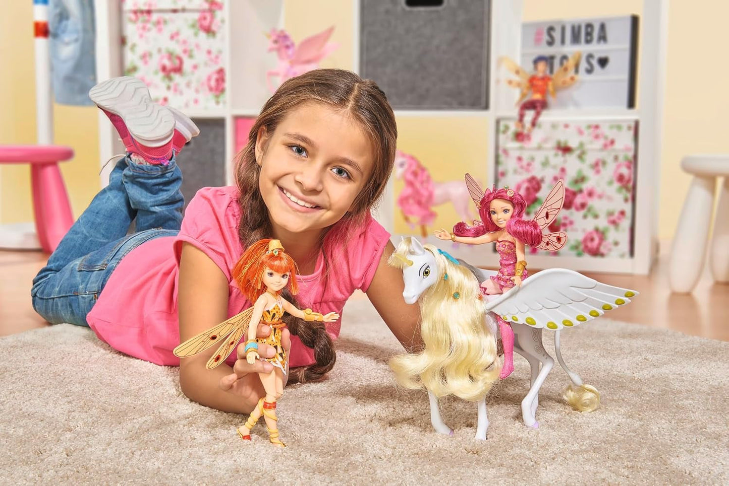 Simba 109480093 - Mia and Me Unicorn Onchao, avec ailes mobiles, pinces à cheveux, brosse coiffante, cheval jouet, poney, Centopia, à partir de 3 ans, rose