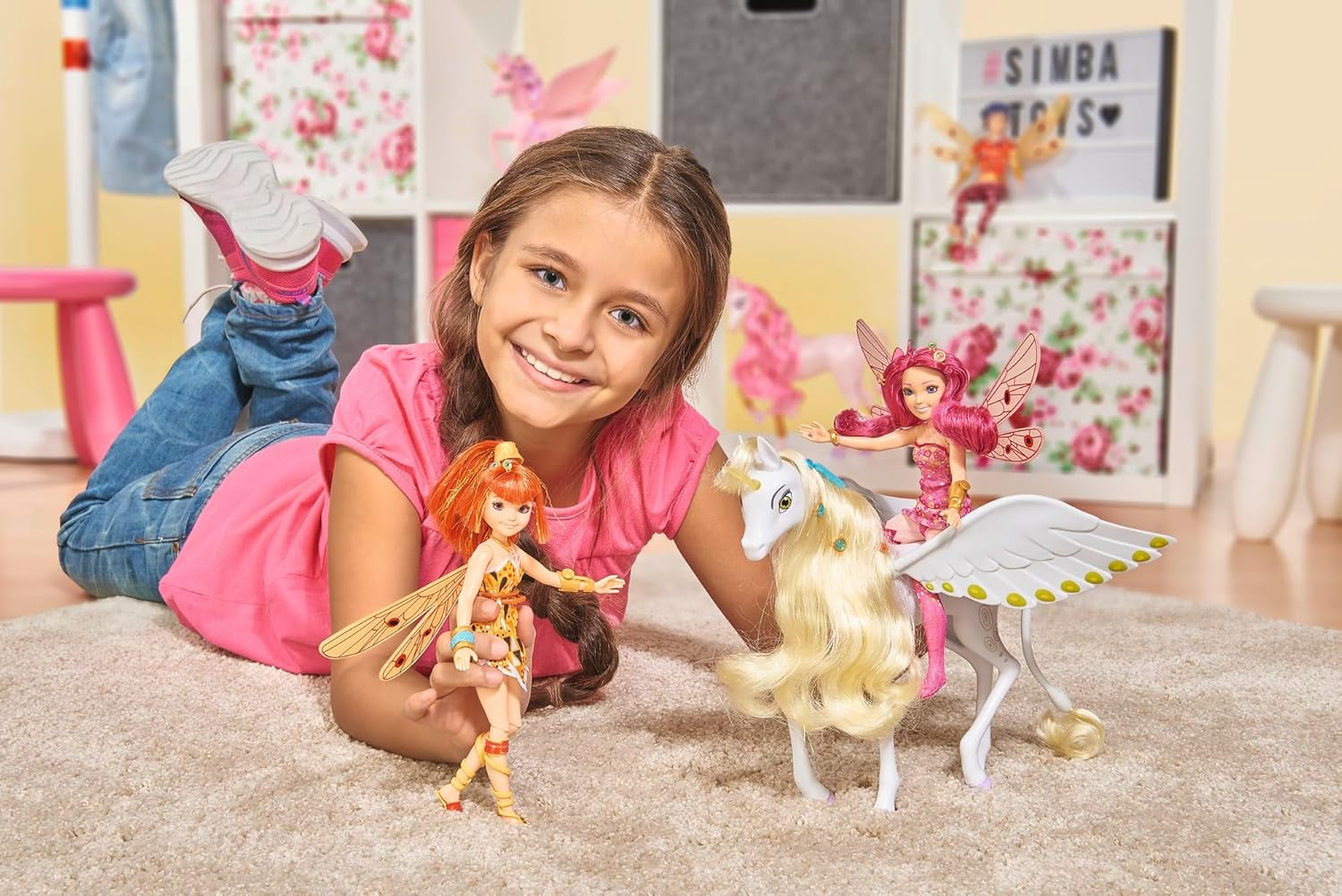 Simba 109480093 - Mia and Me Unicorn Onchao, avec ailes mobiles, pinces à cheveux, brosse coiffante, cheval jouet, poney, Centopia, à partir de 3 ans, rose