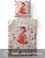 Skybrands Bettwäsche Prinzessin 135X200 [Mit Beutel] Einhorn Mädchen Bettwäsche Baumwolle 2 TLG. 1X Bettbezug 1X Kissenbezug Naty Shop