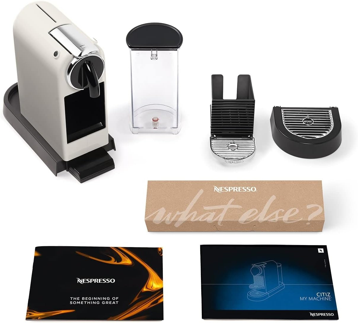 Nespresso EN167.W Machine à expresso à capsules Citiz, pompe haute pression et contrôle idéal de la température, sans Aeroccino (mousseur à lait), fonction économie d'énergie, 1260 W, blanc crème, 37,4 x 11,9 x 25,5 cm