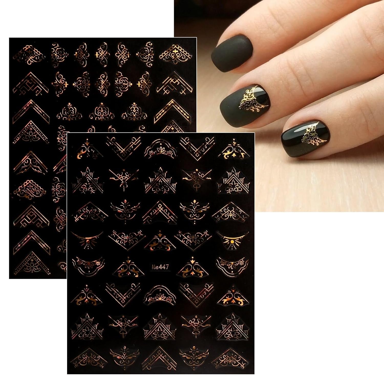 JMEOWIO Nagelsticker Frühling Blume 12 Blatt Nail Art Sticker Selbstklebend Nagelaufkleber Sommer Blumen Gold Dekoration Nageldesign Zubehör