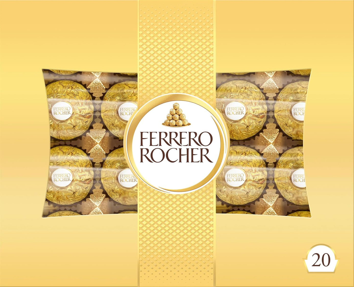 Ferrero Rocher - Pralines Spécialité Croquantes et Crémeuses aux Noisettes - Cadeau de Saint Valentin pour Elle et Lui - 16 Paquets de 4 Pralines Individuelles