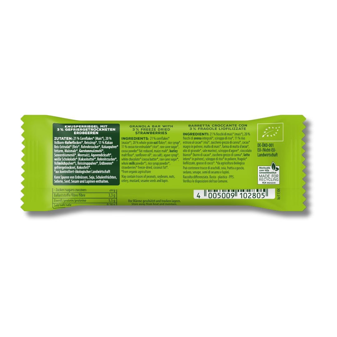 Barres croquantes aux fraises 12 x 20g