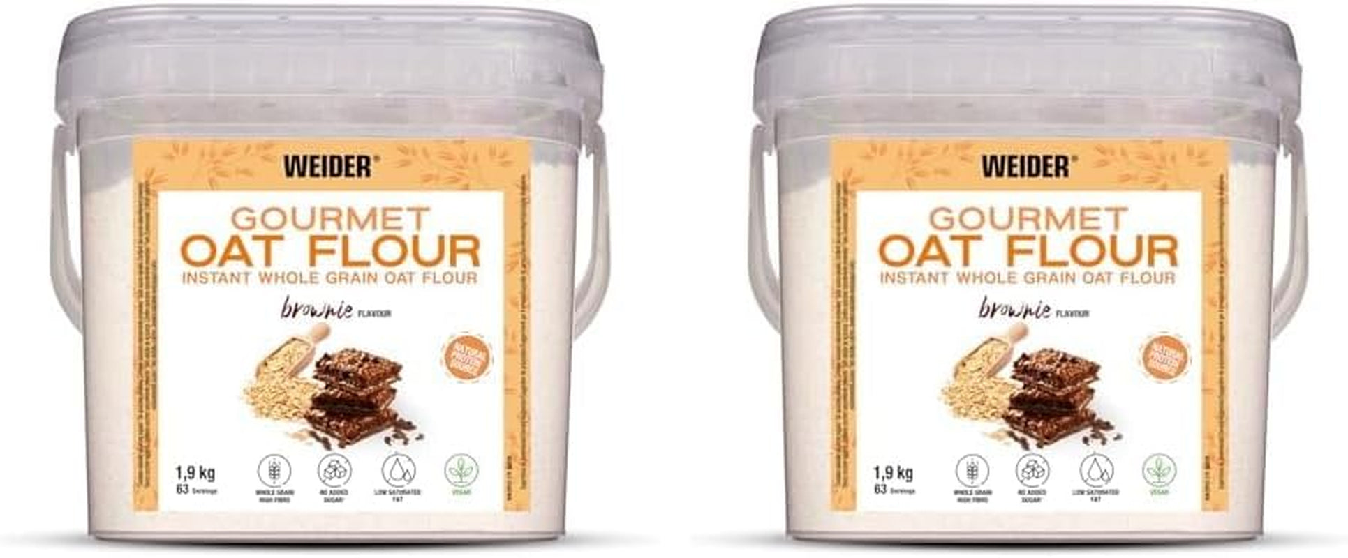 Gruau Weider Gourmet (1,9 kg) saveur brownie. Gruau à grains entiers. Source de protéines à faible teneur en sucre.