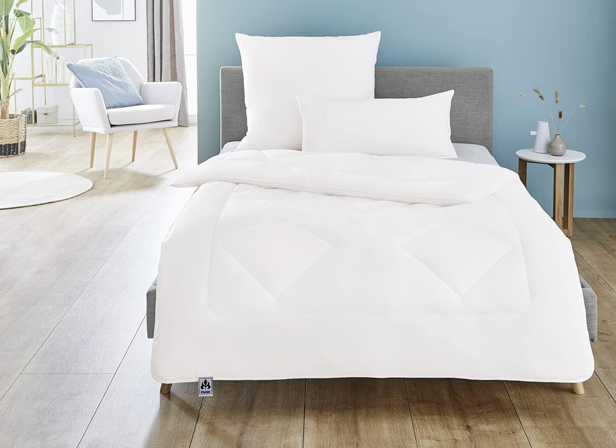 Couette toutes saisons Irisette Merino - Fabriquée en Allemagne - Couette mi-saison en pure laine neuve, 135 X 200 cm, Blanc, Certifiée Oeko-Tex Quilts et Quilts Naty Shop