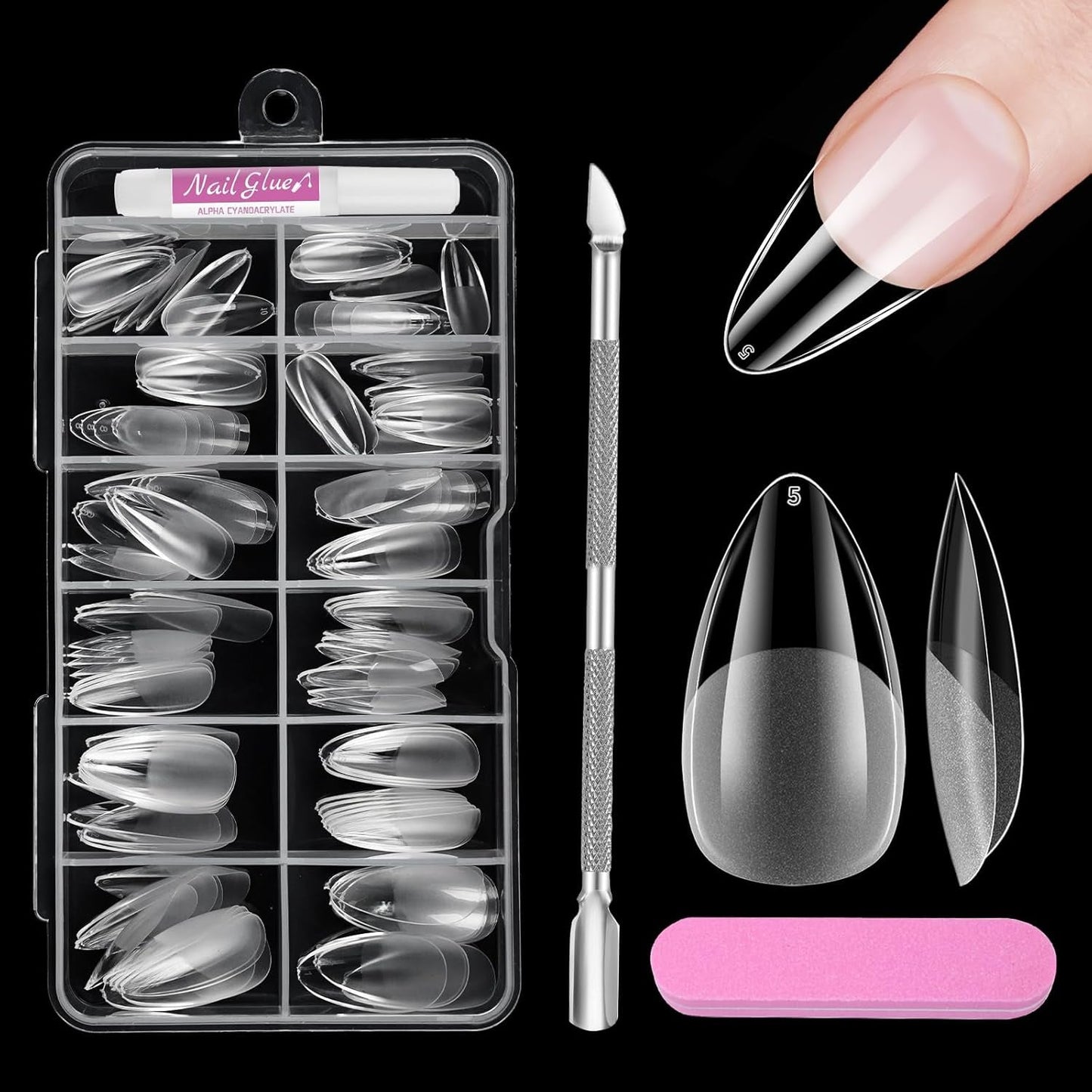 Full Cover Short Nails 120 pièces 12 tailles pointes d'ongles courtes pour ongles en gel colle sur ongles artificiels colle sur ensemble de lime à ongles polisseuse à ongles repousse-cuticules