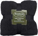 Brentford's Teddy Couverture polaire grande couverture de lit en peluche super douce et chaude pour canapé-lit noir - 150 x 200 cm Lits et couvertures Besuche den Brentfords-Store