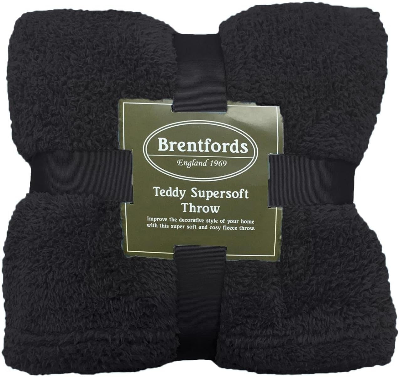 Brentford's Teddy Couverture polaire grande couverture de lit en peluche super douce et chaude pour canapé-lit noir - 150 x 200 cm Lits et couvertures Besuche den Brentfords-Store