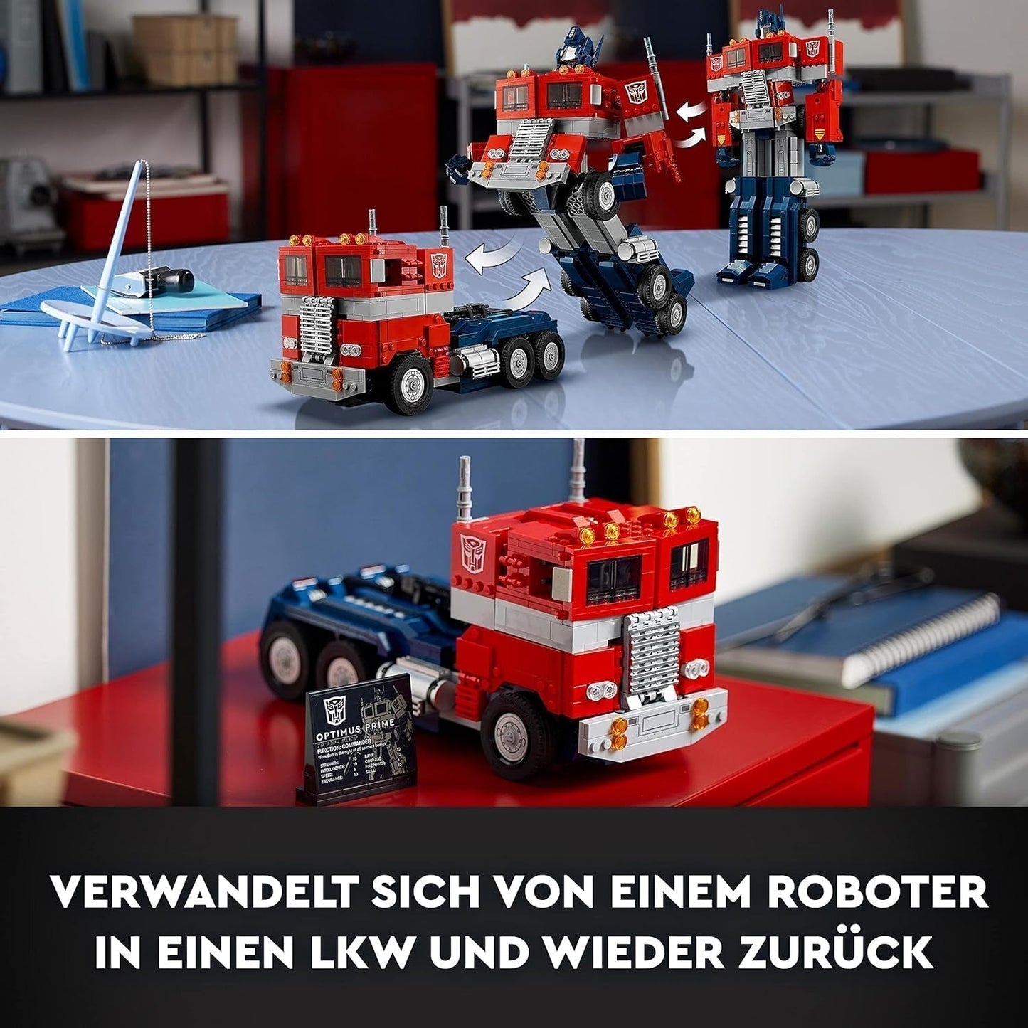 LEGO 10302 Icons Optimus Prime Set, figurine robot 2 en 1 et camion modèle, kit de modèle de jouet Transformers pour adultes, cadeau d'anniversaire ou de Noël pour hommes, femmes, elle et lui Ensembles de construction Besuche den LEGO-Store
