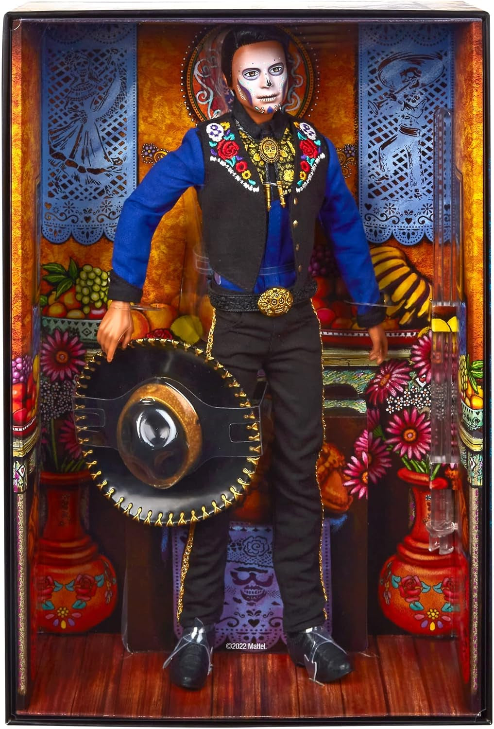 Ken Barbie 2022 Día De Muertos Poupée avec chemise, gilet et sombrero, peinture pour le visage Calavera, cadeau pour les collectionneurs