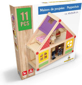 Marionette Wooden Toys - Maison de poupée en bois avec meubles et poupées - 11 pièces Dollhouses Naty Shop