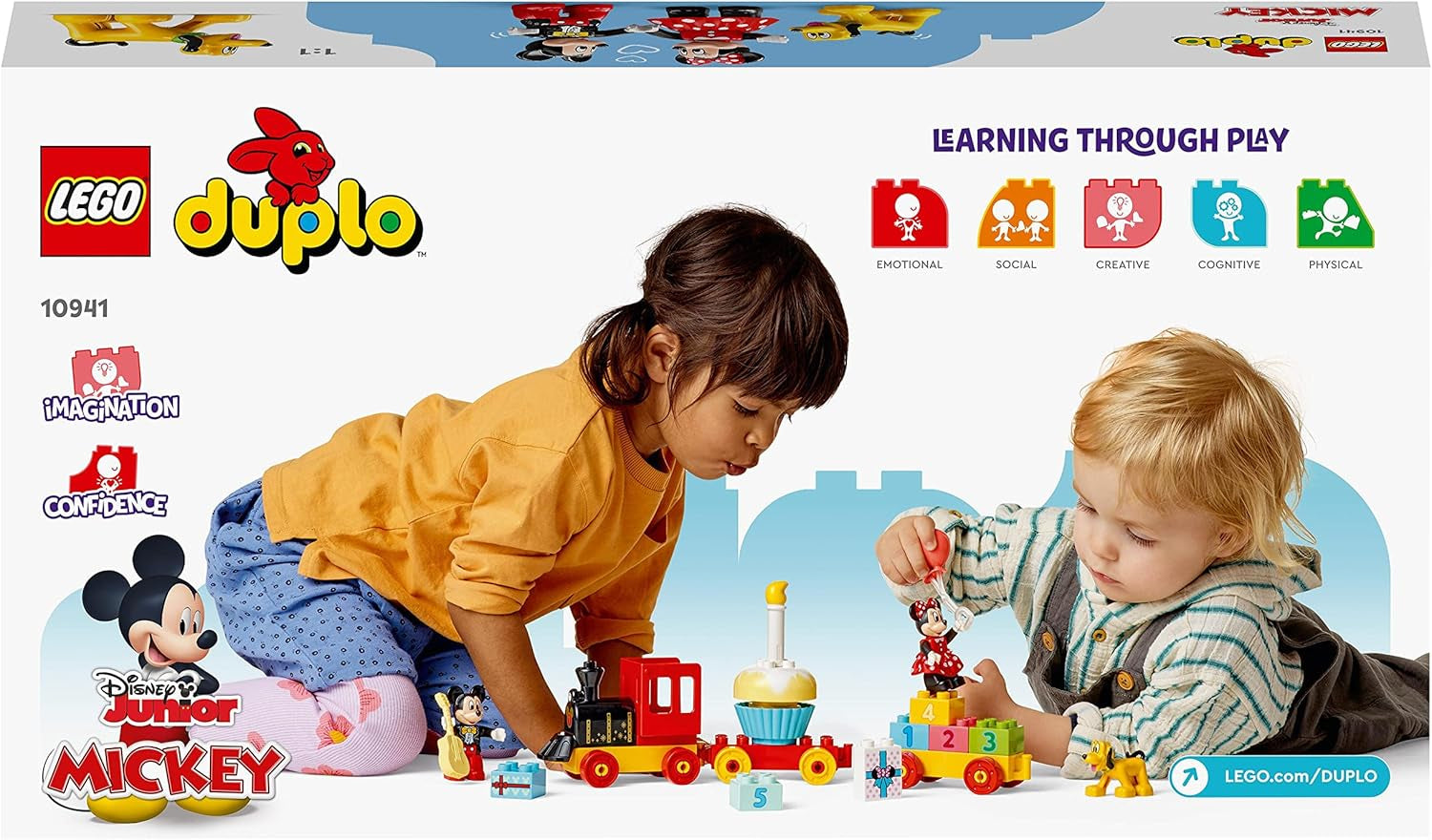 LEGO 10941 DUPLO Disney Le train d'anniversaire Mickey et Minnie, train jouet avec gâteau et ballons, cadeau pour les enfants à partir de 2 ans Jeux de construction Besuche den LEGO-Store